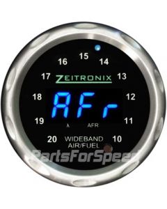 Zeitronix ZR-1 Air Fuel Ratio Gauge Wideband Silver Bezel Blue LED Digits