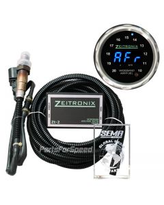 Zeitronix ZT-2 plus Black ZR-2 Multi Gauge Bundle with Silver bezel and Blue LED Digits